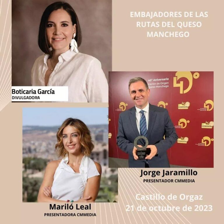 Mariló Leal, «Boticaria García» y Jorge Jaramillo nuevos embajadores de las rutas del queso manchego